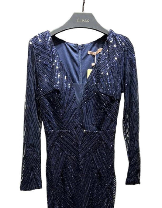 HM2354 - Maxi-jurk met lovertjes: Blauw
